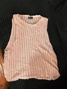 Pink NYC Open-Knit Tank Top - Light Pink